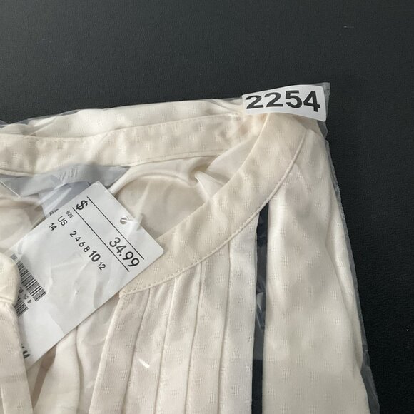 H&M Dress Women 10 Ivory Black Buttons Trim Pintuck Lined Ivy Preppy Timeless - Picture 13 of 13